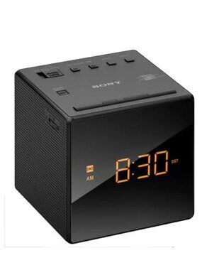 Sony ICF-C1 Black Cube AM/FM Clock Radio Orange LED Dual Alarm Digital Display